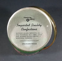 Vintage Murray Allen Imported Quality Confections Enchantress Green Pink Cameo Style Tin Container with Handle - Treasure Valley Antiques & Collectibles