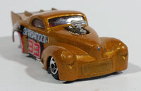 2004 Hot Wheels Smashville '41 Willys Smash Mouth Gold Die Cast Toy Hot Rod Car Vehicle - Treasure Valley Antiques & Collectibles