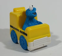 1993 Tyco Jim Henson Productions Sesame Street Blue Cookie Monster Character Yellow School Bus Toy Vehicle