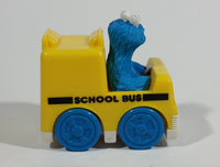 1993 Tyco Jim Henson Productions Sesame Street Blue Cookie Monster Character Yellow School Bus Toy Vehicle