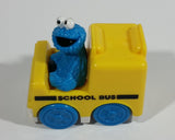 1993 Tyco Jim Henson Productions Sesame Street Blue Cookie Monster Character Yellow School Bus Toy Vehicle