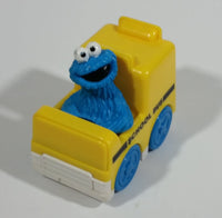 1993 Tyco Jim Henson Productions Sesame Street Blue Cookie Monster Character Yellow School Bus Toy Vehicle