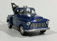 Kinsmart 1955 Chevy Stepside Pickup Tow Truck Blue Friction Pull Back Die Cast Toy Car Vehicle with Opening Doors - Missing the hook and the strings - Treasure Valley Antiques & Collectibles