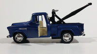 Kinsmart 1955 Chevy Stepside Pickup Tow Truck Blue Friction Pull Back Die Cast Toy Car Vehicle with Opening Doors - Missing the hook and the strings - Treasure Valley Antiques & Collectibles