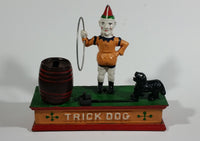 Vintage Collectible Trick Dog Circus Clown Cast Iron Mechanical Coin Bank - Treasure Valley Antiques & Collectibles