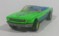 1990 Hot Wheels California Customs '65 Ford Mustang Convertible Fluorescent Green Die Cast Toy Car Vehicle - Opening Hood