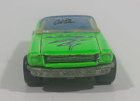 1990 Hot Wheels California Customs '65 Ford Mustang Convertible Fluorescent Green Die Cast Toy Car Vehicle - Opening Hood