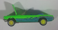 1990 Hot Wheels California Customs '65 Ford Mustang Convertible Fluorescent Green Die Cast Toy Car Vehicle - Opening Hood