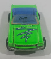 1990 Hot Wheels California Customs '65 Ford Mustang Convertible Fluorescent Green Die Cast Toy Car Vehicle - Opening Hood