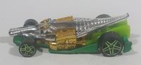 2013 Hot Wheels Chrome Racers Croc Rod Chrome Lime Green Gold Die Cast Toy Car Vehicle - Treasure Valley Antiques & Collectibles