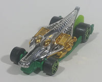 2013 Hot Wheels Chrome Racers Croc Rod Chrome Lime Green Gold Die Cast Toy Car Vehicle - Treasure Valley Antiques & Collectibles