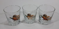 Set of 3 Vintage Libbey Pheasant Hunting Game Bird Gold Rimmed 5" Rocks Glasses - Treasure Valley Antiques & Collectibles