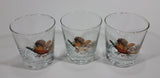 Set of 3 Vintage Libbey Pheasant Hunting Game Bird Gold Rimmed 5" Rocks Glasses - Treasure Valley Antiques & Collectibles