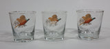 Set of 3 Vintage Libbey Pheasant Hunting Game Bird Gold Rimmed 5" Rocks Glasses - Treasure Valley Antiques & Collectibles