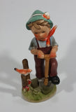 Vintage Boy with Shovel Bird on a Post Ceramic Figurine - Hummel Style Japan - Repairs - Treasure Valley Antiques & Collectibles