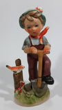 Vintage Boy with Shovel Bird on a Post Ceramic Figurine - Hummel Style Japan - Repairs - Treasure Valley Antiques & Collectibles