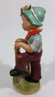 Vintage Boy with Shovel Bird on a Post Ceramic Figurine - Hummel Style Japan - Repairs - Treasure Valley Antiques & Collectibles