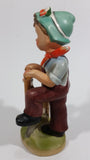 Vintage Boy with Shovel Bird on a Post Ceramic Figurine - Hummel Style Japan - Repairs - Treasure Valley Antiques & Collectibles