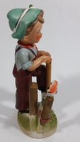 Vintage Boy with Shovel Bird on a Post Ceramic Figurine - Hummel Style Japan - Repairs - Treasure Valley Antiques & Collectibles