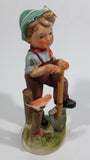 Vintage Boy with Shovel Bird on a Post Ceramic Figurine - Hummel Style Japan - Repairs - Treasure Valley Antiques & Collectibles