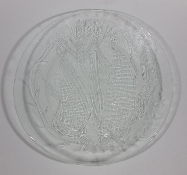 Duralex Corn Decor Embossed Tempered Clear Transparent Glass 9" Plate - France - Treasure Valley Antiques & Collectibles