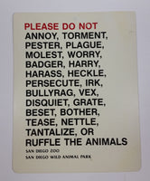 Vintage San Diego Wild Animal Park "Please Do Not" Souvenir Sign - Treasure Valley Antiques & Collectibles