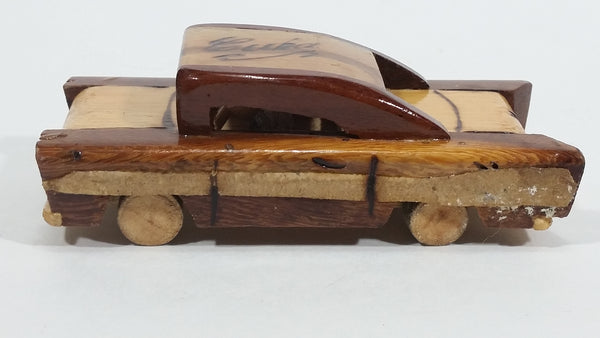 Vintage Cuban Handmade Wooden Model Classic Car Vehicle With Rolling Wooden Wheels - Souvenir Travel Collectible - Treasure Valley Antiques & Collectibles