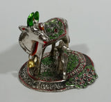 Vintage Oxidized Painted Metal India Sacred Cow with Calf Feeding Metal Decorative Figurine - Treasure Valley Antiques & Collectibles