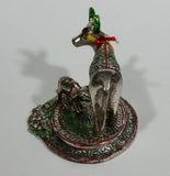 Vintage Oxidized Painted Metal India Sacred Cow with Calf Feeding Metal Decorative Figurine - Treasure Valley Antiques & Collectibles