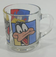 1994 Warner Bros. Looney Tunes Bugs Bunny Daffy Duck Tazmanian Devil Clear Glass Drinking Cup with Handle - Treasure Valley Antiques & Collectibles