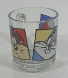 1994 Warner Bros. Looney Tunes Bugs Bunny Daffy Duck Tazmanian Devil Clear Glass Drinking Cup with Handle - Treasure Valley Antiques & Collectibles