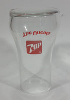 Vintage 1980s 7-Up The Uncola Soda Pop Beverage Upside Down Unique Clear Glass Drinking Cup Collectible