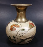 Vintage Asian Hand Painted Flowers Floral Cloisonne Brass and Enamel 5" Vase - Treasure Valley Antiques & Collectibles