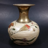 Vintage Asian Hand Painted Flowers Floral Cloisonne Brass and Enamel 5" Vase - Treasure Valley Antiques & Collectibles
