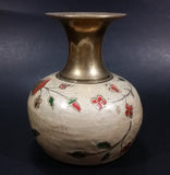 Vintage Asian Hand Painted Flowers Floral Cloisonne Brass and Enamel 5" Vase - Treasure Valley Antiques & Collectibles