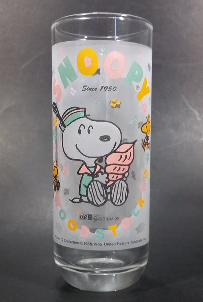 Very Rare 1965 Rare Snoopy Woodstock Peanuts Charlie Brown "Since 1950" 15th Anniversary Frosted Glass Cup