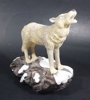 Wolf Howling On Snow Covered Rocks Heavy Resin Sculpture - 7" Tall - Treasure Valley Antiques & Collectibles