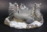 Wolf Pack Wolves Family with Pups Round Center Based Resin Decorative Candle Holder Wildlife Collectible - Treasure Valley Antiques & Collectibles