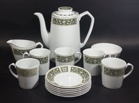 1940s Alfred Meakin Glo-White Ironstone Olive Green Pattern with Gold Trim Tea Set 14 Piece - Treasure Valley Antiques & Collectibles