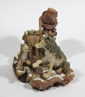 Wolf Wolves Sitting Near a Frozen Water Fall on Snow Covered Rocks Resin Sculpture Wildlife Collectible - Treasure Valley Antiques & Collectibles