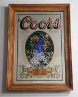 Vintage Coors Fine Beer Since 1873 Brewed With Rocky Mountain Spring Water Wooden Framed Advertising Mirror 18" x 13 1/2" - Treasure Valley Antiques & Collectibles