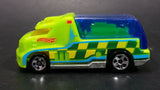 2014 Hot Wheels City Rescue Rapid Response Ambulance Lime Green Die Cast Toy Car Emergency Rescue Vehicle - Treasure Valley Antiques & Collectibles