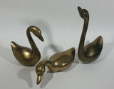 Set of 3 Brass Swan Bird Figurines Decorative Sculptures Made in Korea - Treasure Valley Antiques & Collectibles