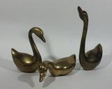 Set of 3 Brass Swan Bird Figurines Decorative Sculptures Made in Korea - Treasure Valley Antiques & Collectibles