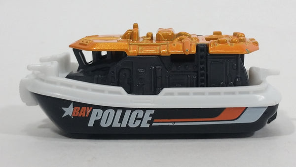 2016 Matchbox MBX Heroic Rescue Bay Brigade Black, White, Orange Boat Die Cast Toy Watercraft Police Vehicle - Treasure Valley Antiques & Collectibles