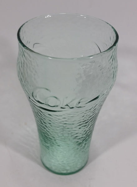 Coca-Cola Coke Soda Pop Green Tint 6" Tall Embossed Ripple Dimpled Glass Fountain Cup Collectible - Treasure Valley Antiques & Collectibles