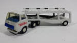 Vintage Tonka Semi Tractor Trailer Truck Auto Hauler Transport Rig White and Blue Pressed Steel Toy Car Vehicle