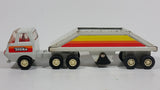 Vintage Tonka Semi Tractor Trailer Truck Gravel Hauler with Bottom Dumper Transport Rig White and Orange Pressed Steel Toy Car Vehicle