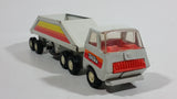 Vintage Tonka Semi Tractor Trailer Truck Gravel Hauler with Bottom Dumper Transport Rig White and Orange Pressed Steel Toy Car Vehicle