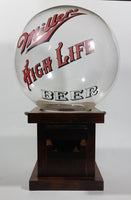 Vintage Miller High Life Beer Glass Globe Wooden Based Peanut Nut Dispenser Bar Collectible - Treasure Valley Antiques & Collectibles